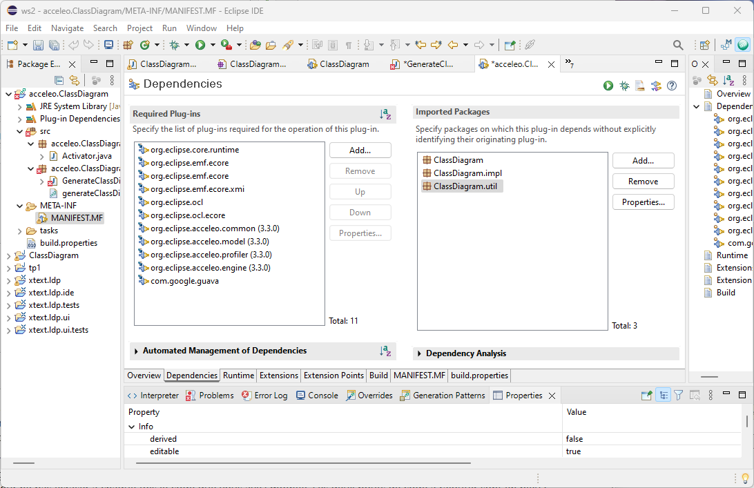 Import de ClassDiagram
    dans le projet Acceleo