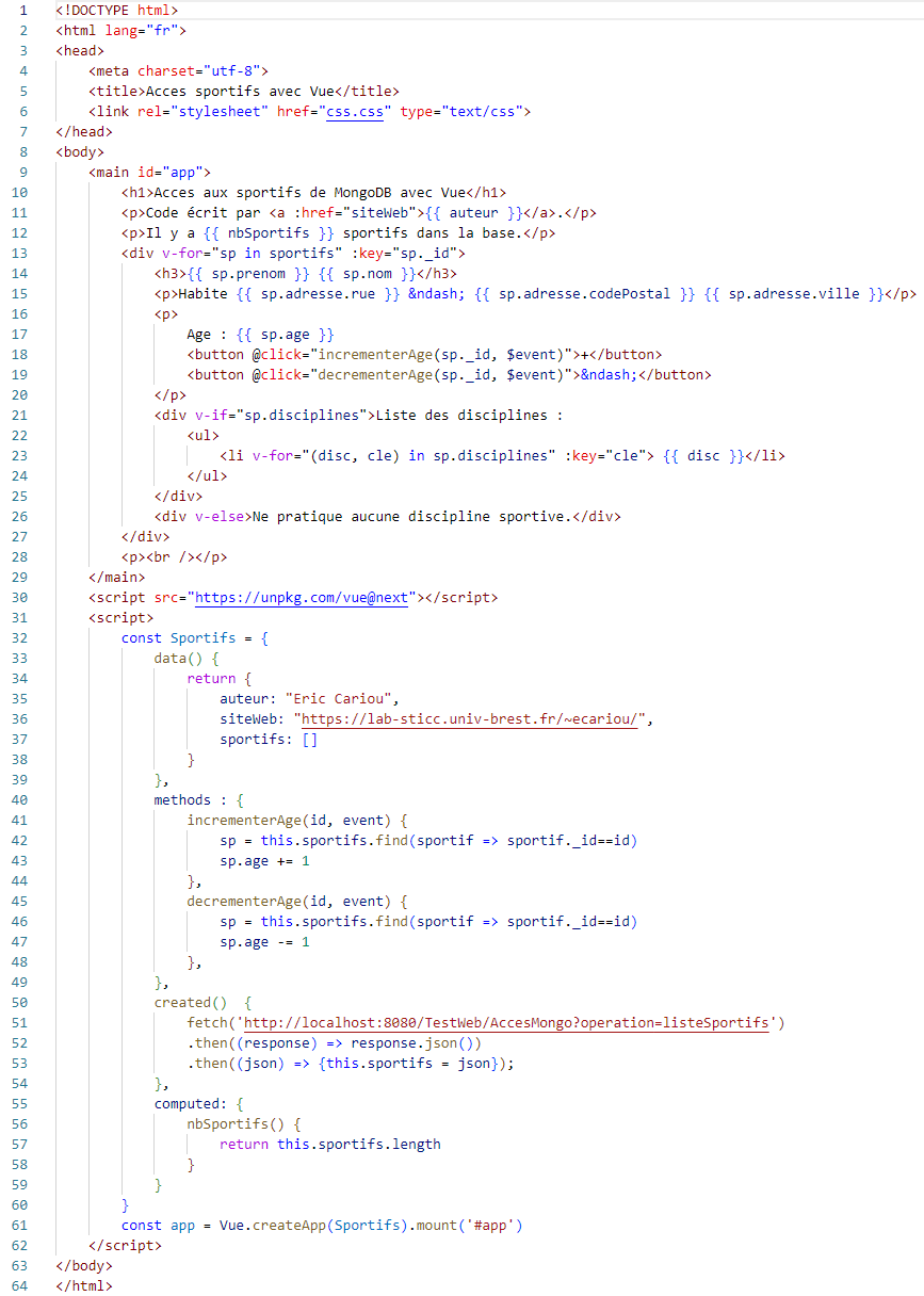Le code de sportifs-vue.html